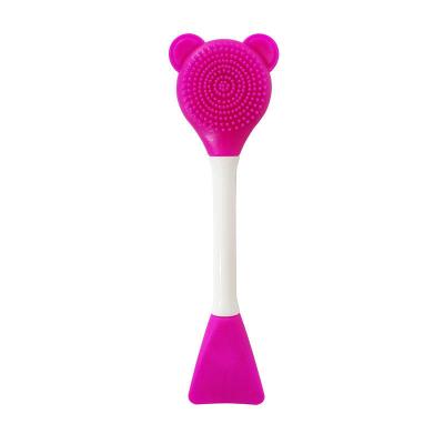 China Angular Blush Universal Cartoon 2 In 1Double Head Facial Clean Brush Silicone DIY Soft Mask Brush Cosmetics Tools for sale