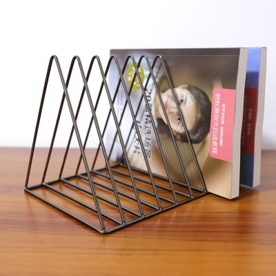 China European Nordic Home Office Used Wire Collection Triangle Gold Metal Magazine Desk Rack Folder Organize Iron Storage Rack for sale