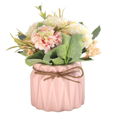 China Wholesale modern and simple style European home wedding decoration gift modern simulation hydrangea flower plant artificial bonsai ceramic pot for sale