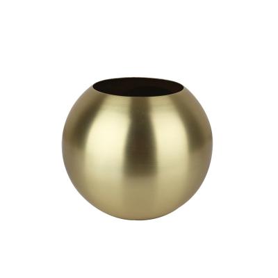 China Art Decor Nordic Style Home Gold Cute Desktop Decoration Tabletop Stainless Steel Metal Spherical Flower Vase for sale