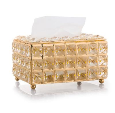 China Hotel Luxury Supply New Year Christmas Gold Silver Crystal Facial Tissue Box Napkin Dispenser Nordic Luxury Box for sale