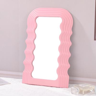 China Nordic home plastic wave makeup room fashion shower fashion decor Europe newcomer hotel wall decorative mirror for sale