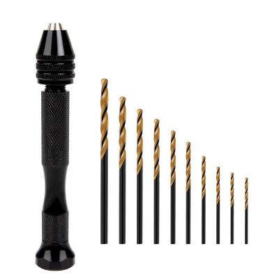 China PCB KAFUWELL WA3375 DIY Micro Mini Twist Drill Bits 10PCS Manual Hand Set 0.8mm~3mm for Crafts and Jewelry PCB Chuck Keyless Drill for sale