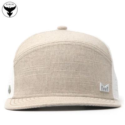 China Factory Wholesale Custom JOINT H Metal Patch Mermaid Hat Horizontal Panel Mesh Snapback Cap for sale