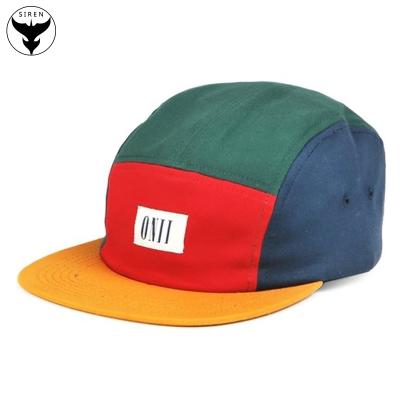 China COMMON Special Wholesale Multicolor Custom Patch Logo Flat Brim 5 Panel Custom Outdoor Camp Hat for sale