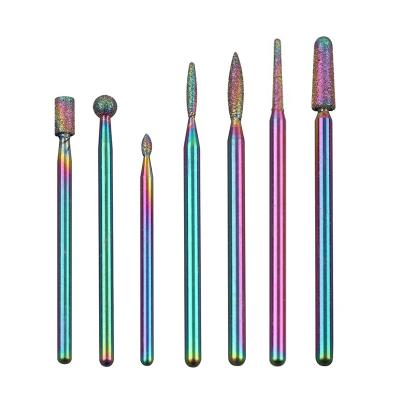 China Hot Selling Colorful Diamond Metal Carbide Nail Drill Professional Amazon Rainbow Pedicure Manicure Pedicure Nail Tool Bit For Clean Cuticle for sale