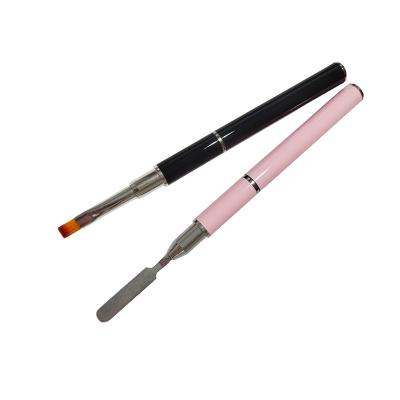 China Eco-friendly Double-finished Acrylic Nail Art Tools Poly Gel Brush Metal Handle Nail Nylon Hair UV Gel Art Acrylic Nail Extension for sale