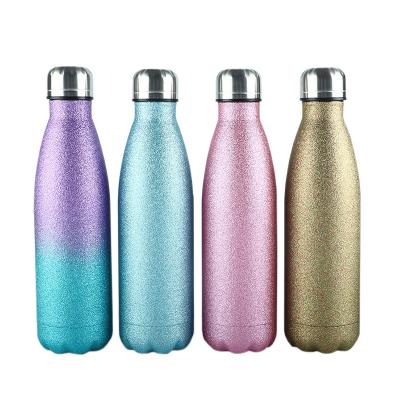 China Custom Glitter 350ml/500ml/750ml/1L Stainless Steel Logo Drink Sport Water Bottles Sustainable for sale