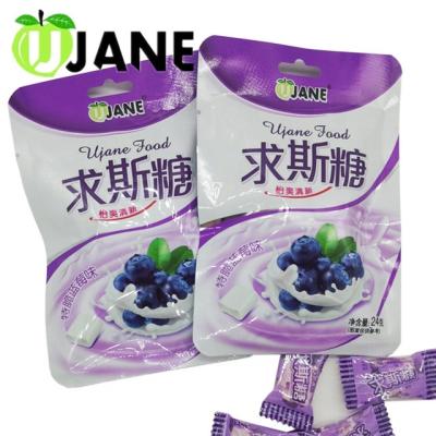 China Natural Fruit and Mint Flavor Soft Milk Sweet Blueberry Candy Flavor for sale