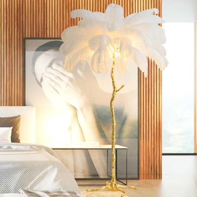 China Ignition Works Living Room Nordic Simple Bedroom Light Floor Light Ostrich Feather Indoor Ignition Modern Standing Lamp for sale