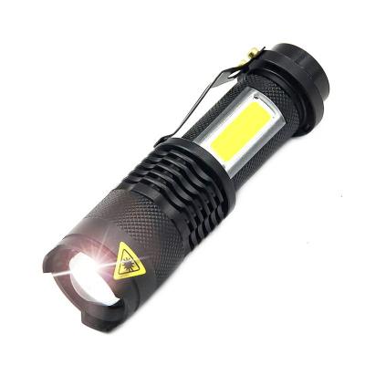 China Zoomable Led COB Light LED Mini Electric Torch Waterproof Outdoor Portable Emergency Lighting for sale