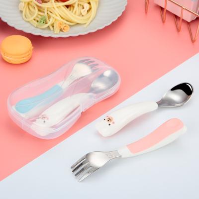 China Sustainable High Quality 304 Stainless Steel Kids Flatware Baby Kids Fork Spoon Cutlery Set for sale