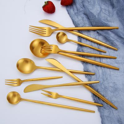 China Viable Wholesale Restaurant Gold Wedding Metal Dinnerware Stainless Steel Gold Flatware Set for sale