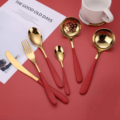 China Sustainable Wholesale 18/10 Metal Gold Flatware Set Wedding Use Stainless Steel Flatware for sale