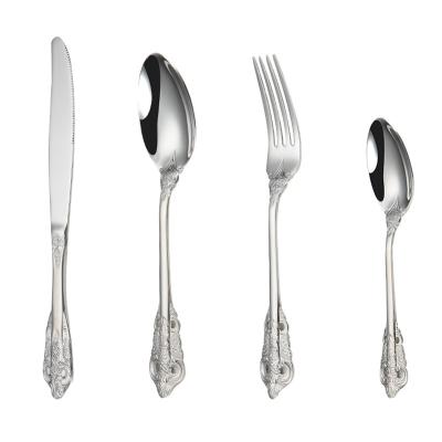 China Sustainable Luxury Metal Flatware Reusable Knife Knife Fork Spoon Silver Stainless Steel Cutlery Set for sale