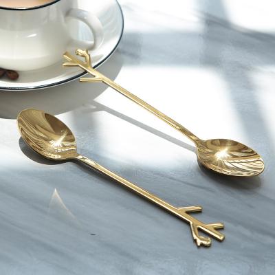 China Viable Creative High Quality 304 Titanium Stainless Steel Twig Bird Metal Spoon Teaspoon for sale