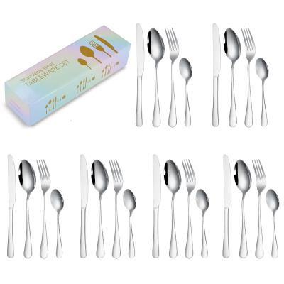 China Amazon Viable Hot Sale Cutlery 24pcs Set 16/20/24 Pcs Stainless Steel Flatware Cutlery Set With Gift Box for sale