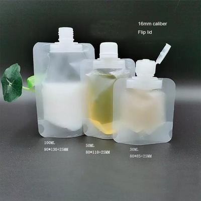 China Clamshell Packaging Bag Moisture Proof Custom Stand Up Spout Pocket Hand Sanitizer Lotion Shampoo Plastic Makeup Fluid Bottles Travel Bag for sale