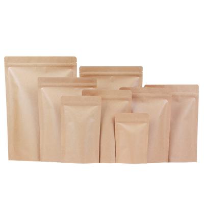 China Brown Biodegradable Open Top Food Teardrop Zipper Bag Aluminum Foil Paper Packaging Coffee Bean Storage Packing Pouches for sale