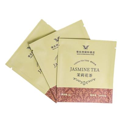 China Custom Heat Seal Three Side Flat Empty Tea Pouches Sealing Bags Recyclable for sale