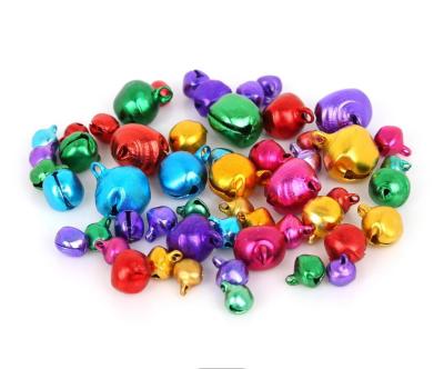 China Europe YIWU MARKET'S best selling vacuum metal electroplating chime jingles color small bells with a word unlocking diy crafts accessories for sale