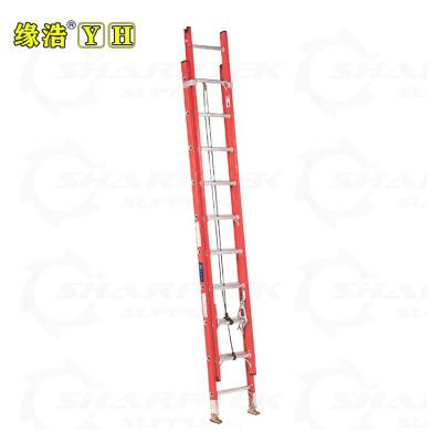 China Folding Ladders 16-40 Steps FRP Extension Folding Fiberglass Insulated Ladder for sale