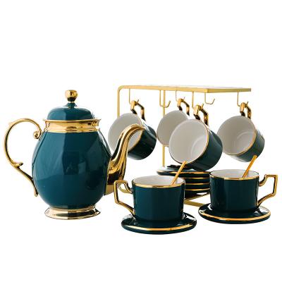 China Sustainable European Modern Luxury Ceramic Coffee Cup Tea Cup And Saucer Set For Hotels Restaurants for sale