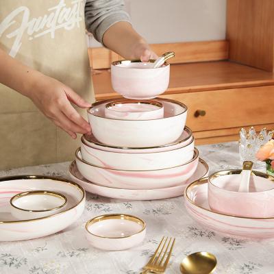 China Viable Nordic Wholesale Bone China Bowl Dinnerware Dishes Dishes Dinner Ceramic Cookware Set for sale