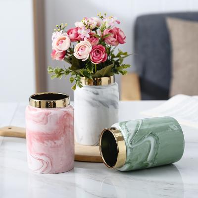 China Modern Marbling Ceramic Planter Vases Indoor Decorative Succulents Plant Pots Flower Plating Planter for sale