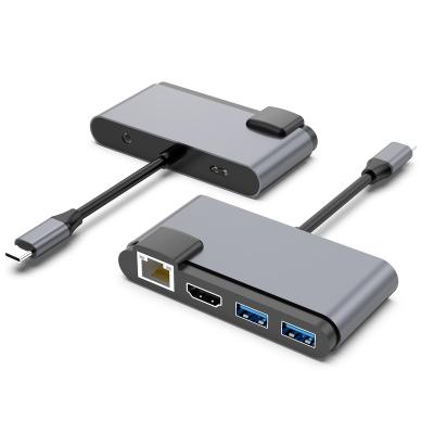 China Computer Factory Price USB C Mobile Phone/Hub 6 Types in 1 Portable Aluminum USB C Multiport Adapter for MacBook Pro for sale