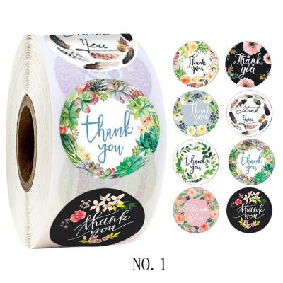 China Stickers wholesale custom print 500 pieces of 1.5 inch floral thank you stickers rolls to support my small business for sale