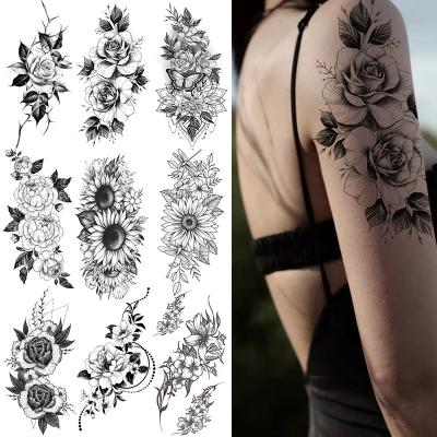 China Wholesale Fashion Sketch Flower Rose Body Wrist Tatuaje Temporary Tattoo Stickers for sale