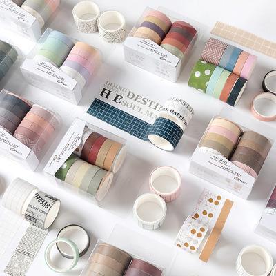 China MASKING 10 Decorative Roll Notebook/Journal Washi Strips Tape Sticker Pack Colorful Japanese Planner Accessories for sale