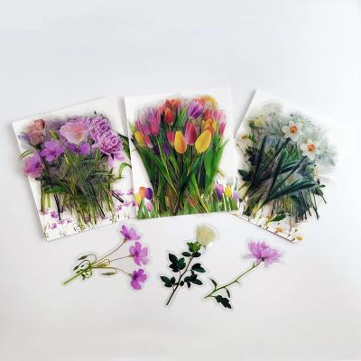 China 40 PCS DIY Decorative Floral Decorative Sticker Waterproof Transparent PET Tulip Deco Plant Flower Sticker for sale