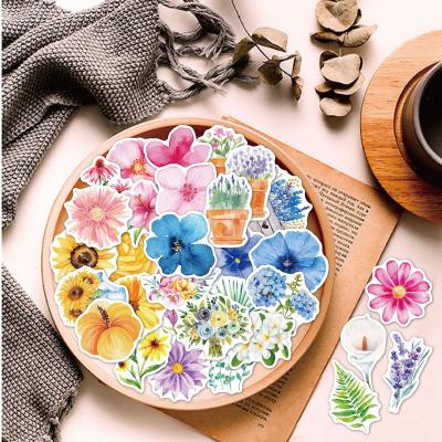 China Decorative Sticker 60 PCS DIY Decal Flower Plants PEE Adhesive Sticker for Laptop and Scrapbook Diary for sale