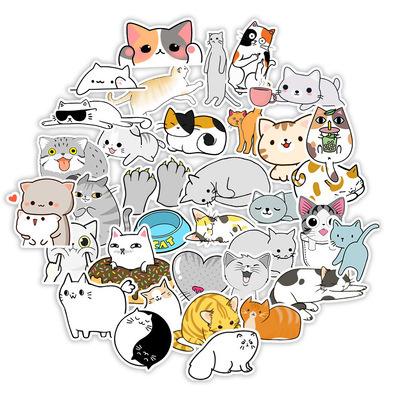 China New Style 50 PCS Cat Theme Stickers Waterbottles Luggage Laptop Sticker Waterproof Sticker Decorative Cute Skateboard Cartoon for sale