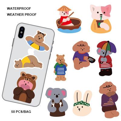 China Wholesale VSCO Small Bear Stickers Laptop Phone Luggage Decorative Cute Cartoon Notebook Adhesive Sticker for sale