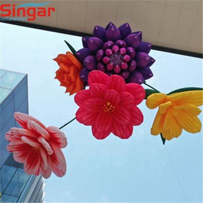 China Outdoor Inflatable Party Festival Decorative Hanging Artificial Flowers With Lighting for sale