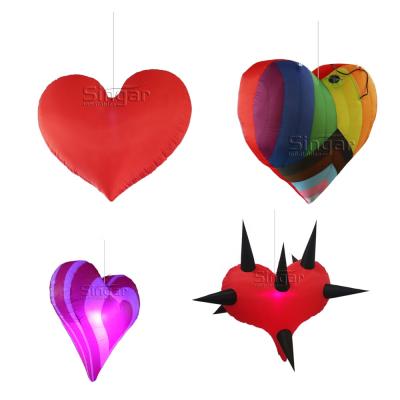 China Oxford Party Ceiling Hanging Giant Inflatable Heart Shape Love Heart Balloon For Event Decoration for sale