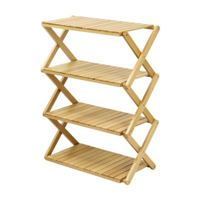 China New Products Hot Selling Natural Portable Folding Shelf Outdoor Furniture Beech Wood 4 Tier Folding Camping for sale