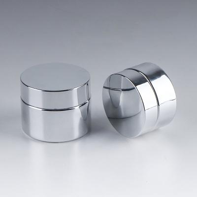 China Personal care read to ship elegant custom logo 15g 30g 50g shiny silver gold cosmetic glass jar for sale for sale