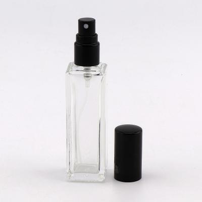 China Personal Care Rectangle 15ml 20ml Clear Empty Mini Bottles Glass Serum Cosmetic Perfume Bottle for sale