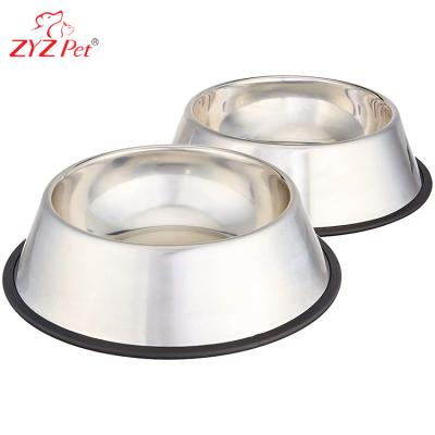 China Sustainable 2 Dog Pet Bowl Stainless Steel ZYZ PET Set With Rubber Base for sale