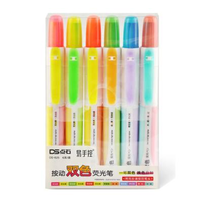 China office & Andstal 6pcs/box Retractable School Markers Highlighters Two Color In One Changeable Marker Pen For School Supplies for sale