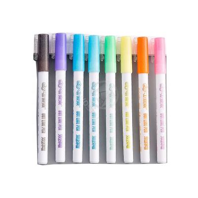 China 8pcs/box Design Andstal 8colors Highlighter Marker Pen Two Line Outline Two Lines Lines Pastel Highlighter Pen Set For School Markers for sale