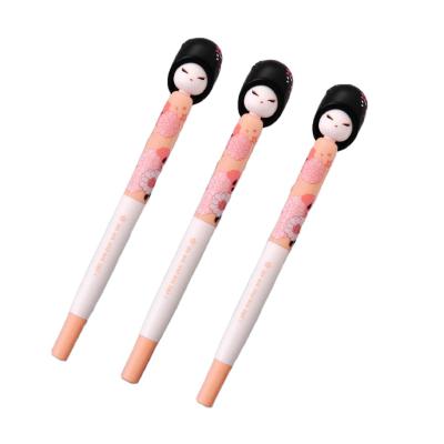 China Normal Pink Gel Pen Black Ink Cute Princess Doll Gelpen Pens 3pcs/lot 0.5mm for sale