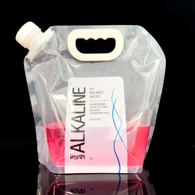 China Safety Custom Printing Resealable Flat Bottom 3 Liter Plastic Holder Up Pouch With Spout For Water Packing for sale