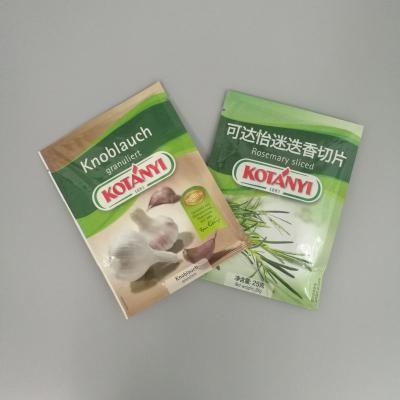 China Safety Rosemary Sliced ​​Seasoning Plastic Packaging Small Sachet 3 Sides Sealed Aluminum Bags For Packing for sale