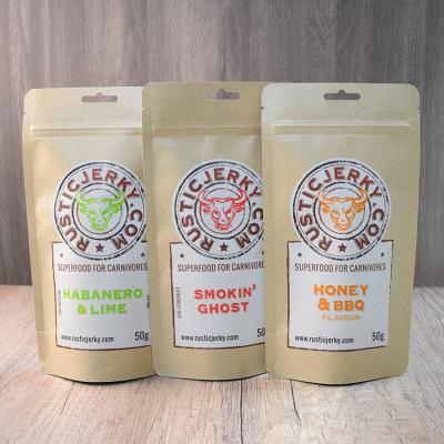 China Recyclable Custom Printed Biodegradable Zipper Stand Pouch Bags Kraft Paper Bag for sale