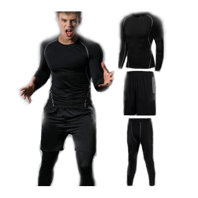 China Wholesale 2018 Autumn Spring Men's Breathable Gym Wear Breathable Three-Piece Clothing Set Men's Quick Dry Set for sale